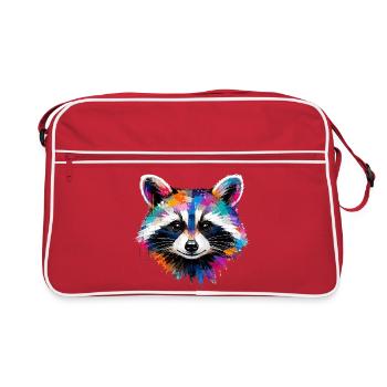 Raton laveur coloré avec des éclaboussures de peinture - Sac Retro - rouge/blanc - Devant