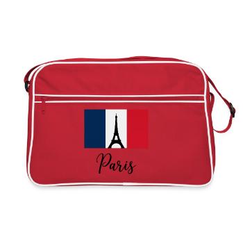 Paris Tricolore & Eiffelturm-Silhouette - Retro Tasche - Rot/Weiß - Vorne