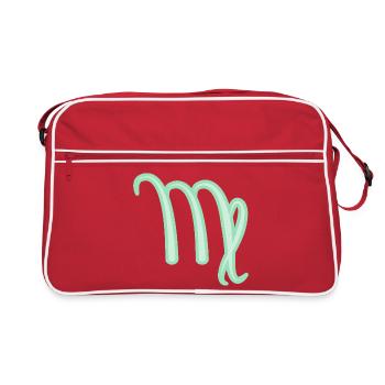 Jungfrau Sternzeichen Pastellgrün - Retro Tasche - Rot/Weiß - Vorne