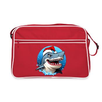 Haie Weihnachten - Retro Tasche - Rot/Weiß - Vorne