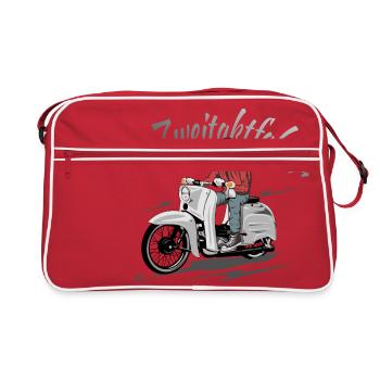 Simson Schwalbe Zweitaktfahrer - Retro Tasche - Rot/Weiß - Vorne