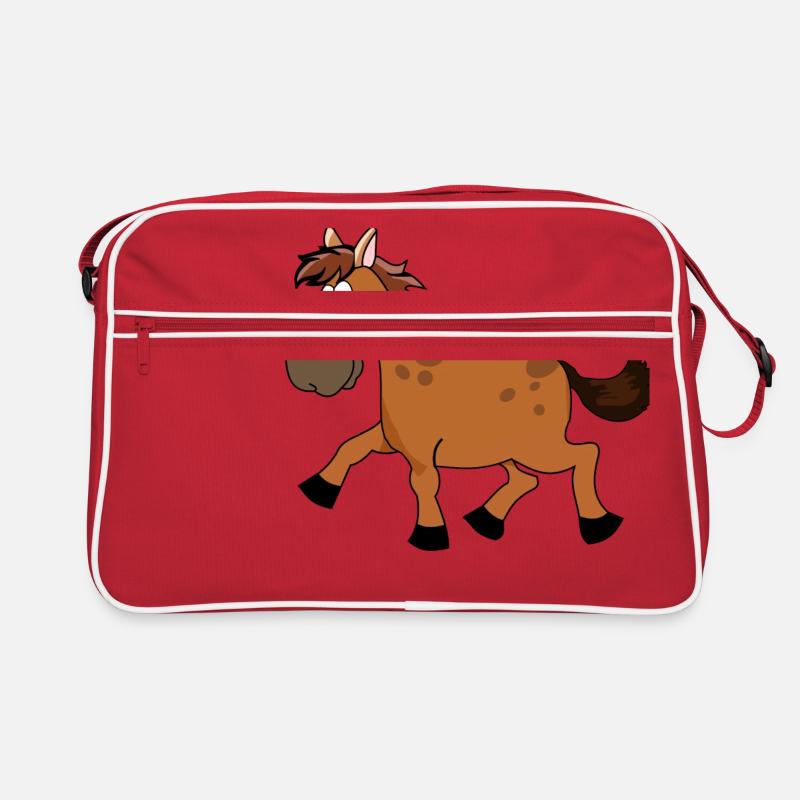 Pferd comic Geschenk Retro Tasche