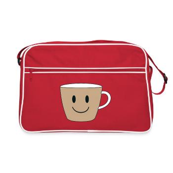 Design de tasse à café souriante - Sac Retro - rouge/blanc - Devant