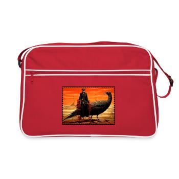 Fantastique désert surréaliste avec corbeau et règle - Sac Retro - rouge/blanc - Devant