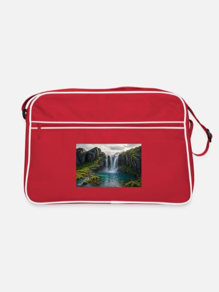 Wasserfallpfad - Retro Tasche - Rot/Weiß