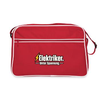 Elektriker. Unter Spannung. – Lustiger Elektriker  - Retro Tasche - Rot/Weiß - Vorne