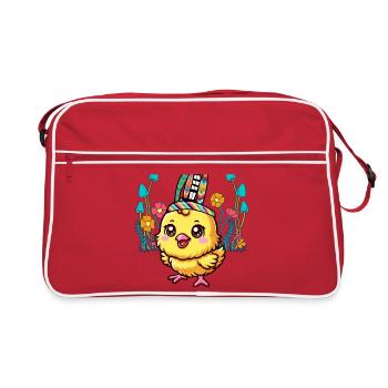 Poulet Poussin Pâques Poulets Enfant Enfants Bébé - Sac Retro - rouge/blanc - Devant