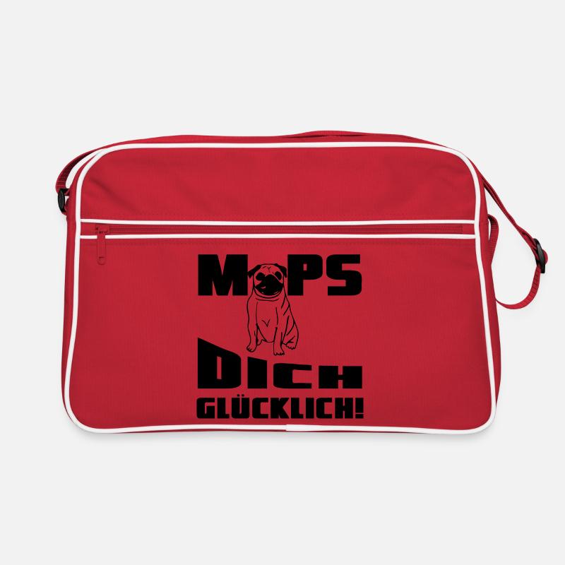 Mops dich glücklich! Geschenk Retro Tasche