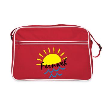 Sunrise Ocean – Sonne & Wellen Icon - Retro Tasche - Rot/Weiß - Vorne