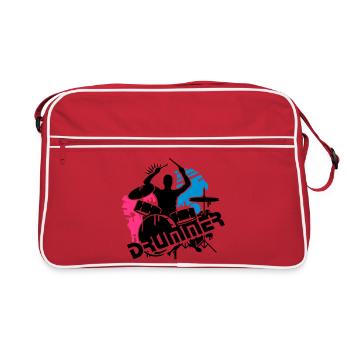 Ein Schlagzeuger und sein Schlagzeug - Retro Tasche - Rot/Weiß - Vorne