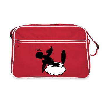 petit ange est assis sur les nuages. - Sac Retro - rouge/blanc - Devant