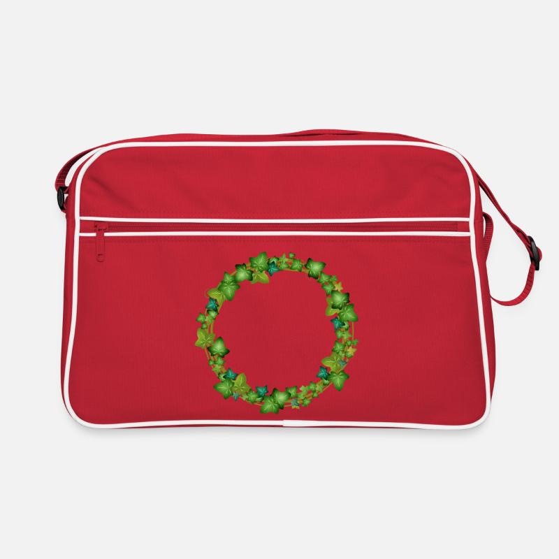 dekorativer Efeu Kranz oder Efeu Rahmen - Retro Tasche - Rot/Weiß