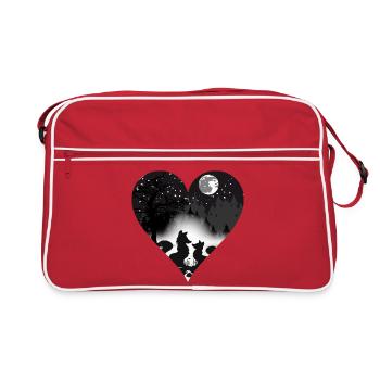 deux renards amoureux au clair de lune - Sac Retro - rouge/blanc - Devant