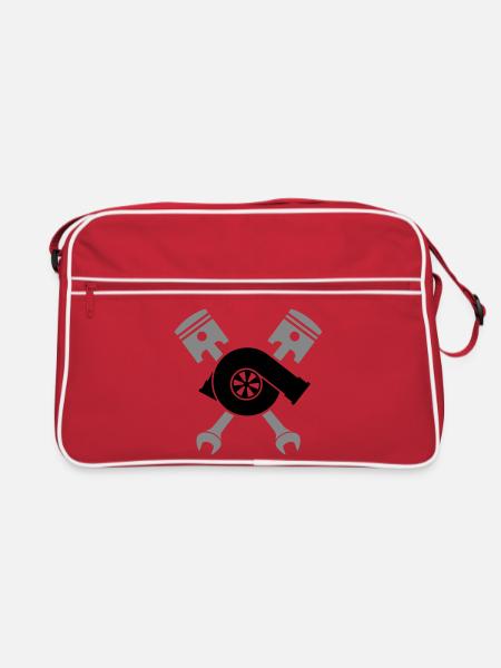 Motor KolbenSchlüssel Turbolader - Retro Tasche - Rot/Weiß - Vorne