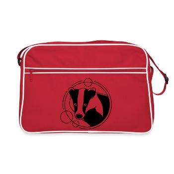 Dachs in geometrischer Form - Line-Art-Design - Retro Tasche - Rot/Weiß - Vorne