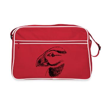 Oiseau macareux dessiné à la main - Sac Retro - rouge/blanc - Devant