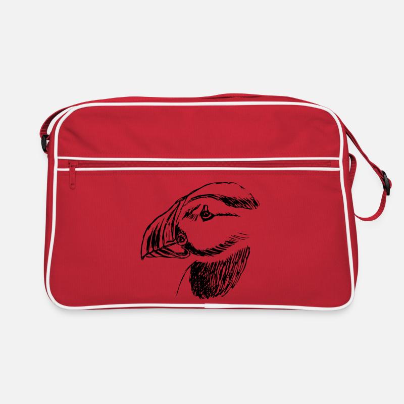 Handgezeichneter Papageientauchervogel Retro Tasche