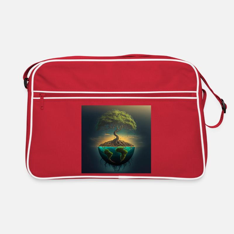 Arbre-Monde : Arbre sur une demi-sphère - Sac Retro - rouge/blanc