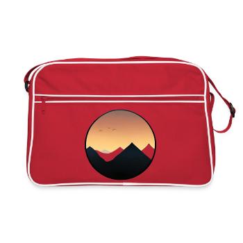 Sundown Sonnenuntergang auf den Bergen - Retro Tasche - Rot/Weiß - Vorne