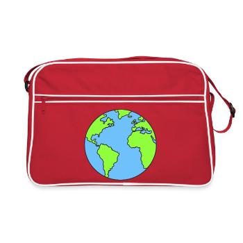 Planet Erde Erdkugel - Retro Tasche - Rot/Weiß - Vorne