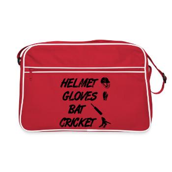 Helmet Gloves Stick Cricket - Retro Bag - red/white - Front
