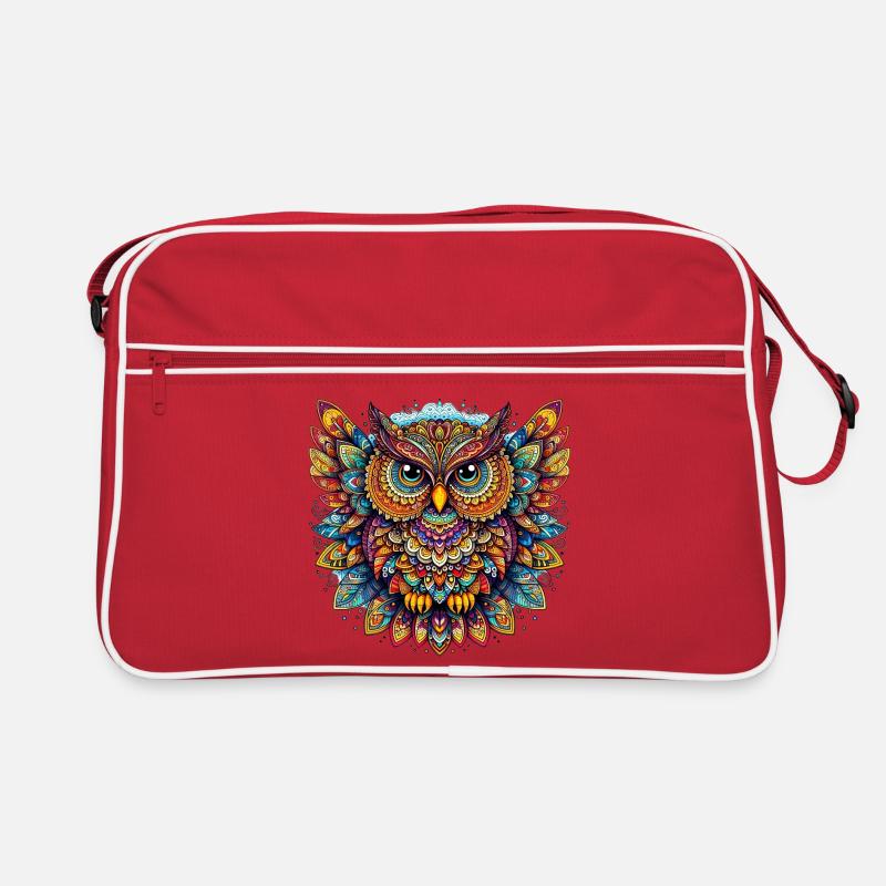 Eule mit Mandalas verziert Retro Tasche