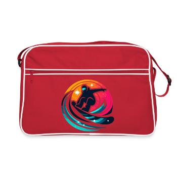 Grafische Leidenschaft eines Snowboarders - Retro Tasche - Rot/Weiß - Vorne