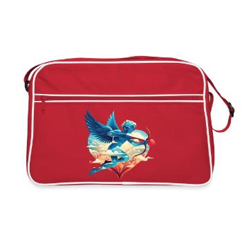 Himmlischer Amor mit verträumten Flügeln - Retro Tasche - Rot/Weiß - Vorne