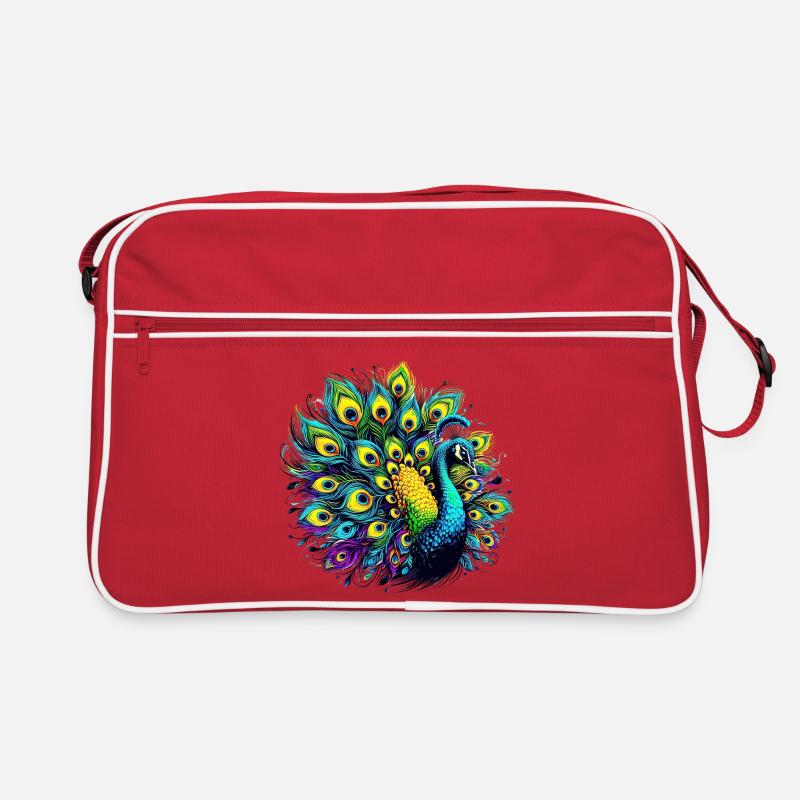 Pfau - Retro Tasche - Rot/Weiß