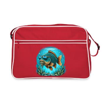 Carp with sunglasses - Retro Bag - red/white - Front