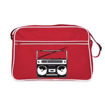 Cassette recorder in 80s stencil look - Retro Bag - red/white - Front