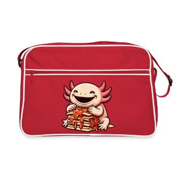 Axolotl Enjoys Lasagna Comic - Retro Bag - red/white - Front