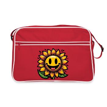 Sonnenblume - Retro Tasche - Rot/Weiß - Vorne