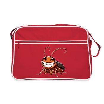 Süße Kakerlake Schabe Comic Cartoon - Retro Tasche - Rot/Weiß - Vorne