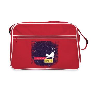 Cats make me happy with dirty border - Retro Bag - red/white - Front