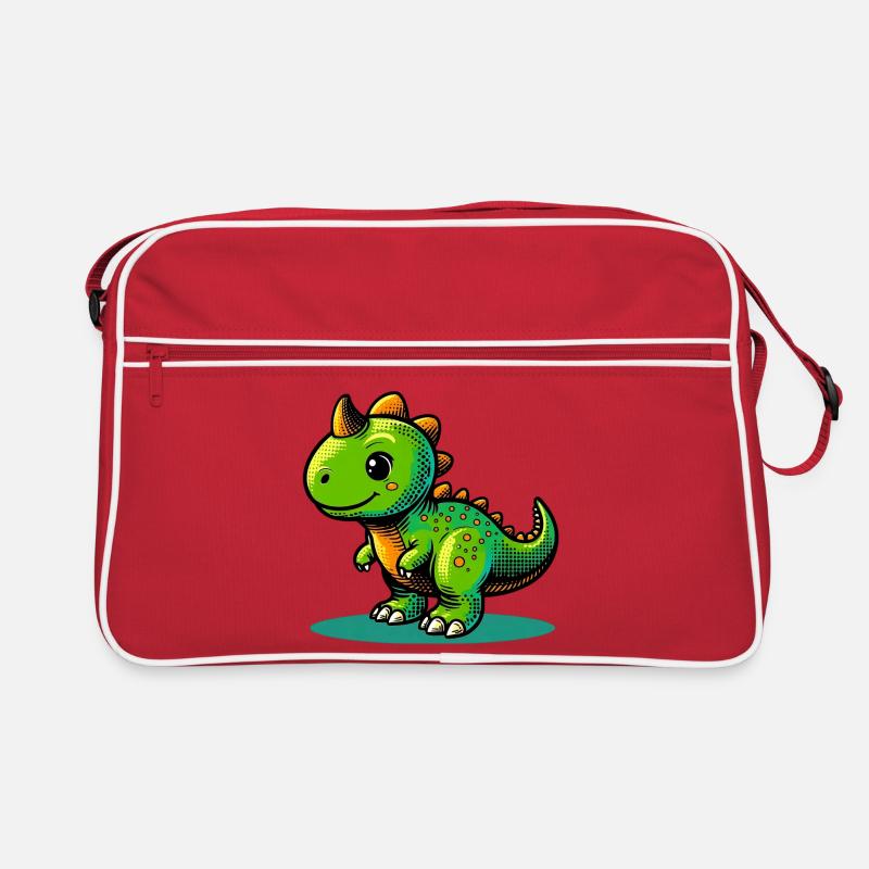 Dinosaurier - Retro Tasche - Rot/Weiß