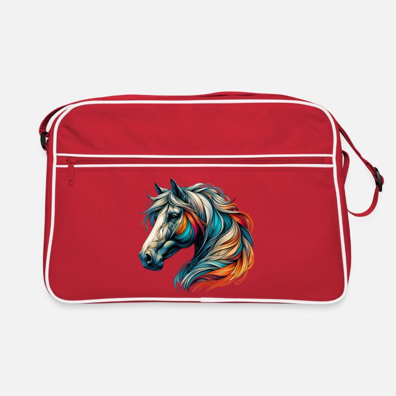 Pferd - Retro Tasche - Rot/Weiß