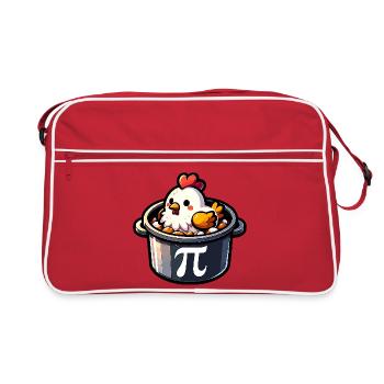 Pi Day Chicken Motif Pi Fans Math Fans Teachers - Retro Bag - red/white - Front