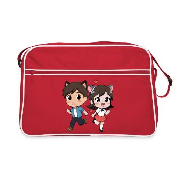 Fantasy Cat Duett für Kinder - Retro Tasche - Rot/Weiß - Vorne