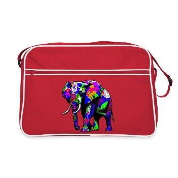 Elefant - Retro Tasche - Rot/Weiß - Vorne