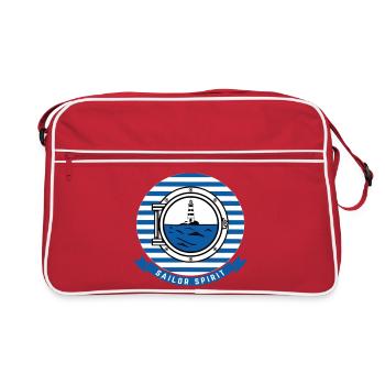 Illustration de Phare Maritime en Style Nautique - Sac Retro - rouge/blanc - Devant