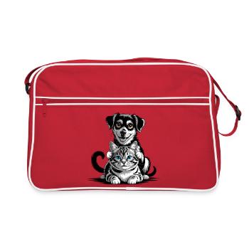 Beste Freunde von Hund und Katze - Retro Tasche - Rot/Weiß - Vorne