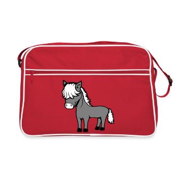 cheval bob cheveux coiffure poney poulain mignon bande dessinée - Sac Retro - rouge/blanc - Devant