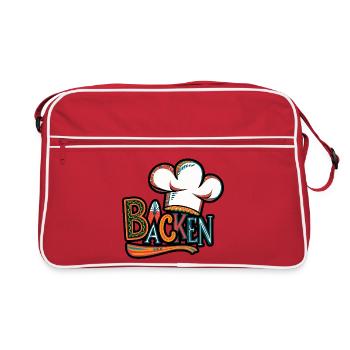 Baker chef hat illustration - Retro Bag - red/white - Front
