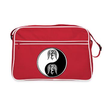 Drachen Yin Yang Schwarz-Weiß-Symbol - Retro Tasche - Rot/Weiß - Vorne
