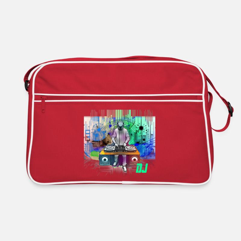 Dynamischer DJ mit bunten Techno-Designs - Retro Tasche - Rot/Weiß