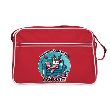 Reindeer in Pyjamas – HoHoHoMework Christmas Break - Retro Bag - red/white - Front