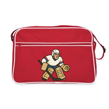 Retro Eishockey Torwart Cartoon - Retro Bag - red/white - Front