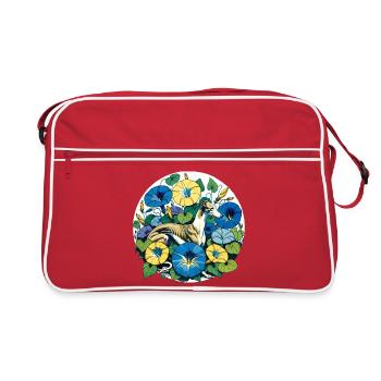 Greyhound Amid Morning Glories - Retro Bag - red/white - Front