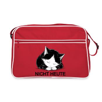 Cuddly black and white cat not today - Retro Bag - red/white - Front